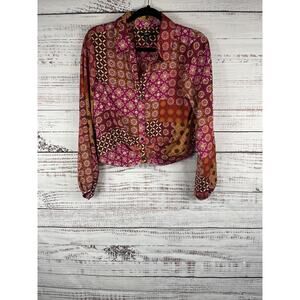 Drew Shirt Women's Size M Multicolor Button Front Long Sleeve Boho Geometric Top